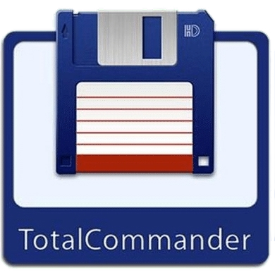 Total Commander 3D floppy disk icon with TotalCommander wordmark